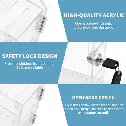 Saihisday 2 Pcs Thermostat Lock Box with Keys, Wall Mounted Acrylic Thermostat Guard Box Large Thermostat Cover with Lock Fit for 6.1"W×3.85"H All Type Wall Thermostats or Smaller