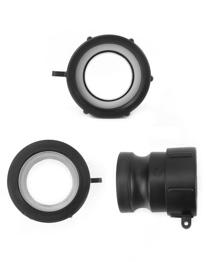 QWORK Poly Cam Lock Fittings, 8 Pack 2” Part A Cam Groove Hose Fitting, 2" Male Adapter x 2" Female Thread, IBC Tote Valve, IBC Tote Fittings, Black