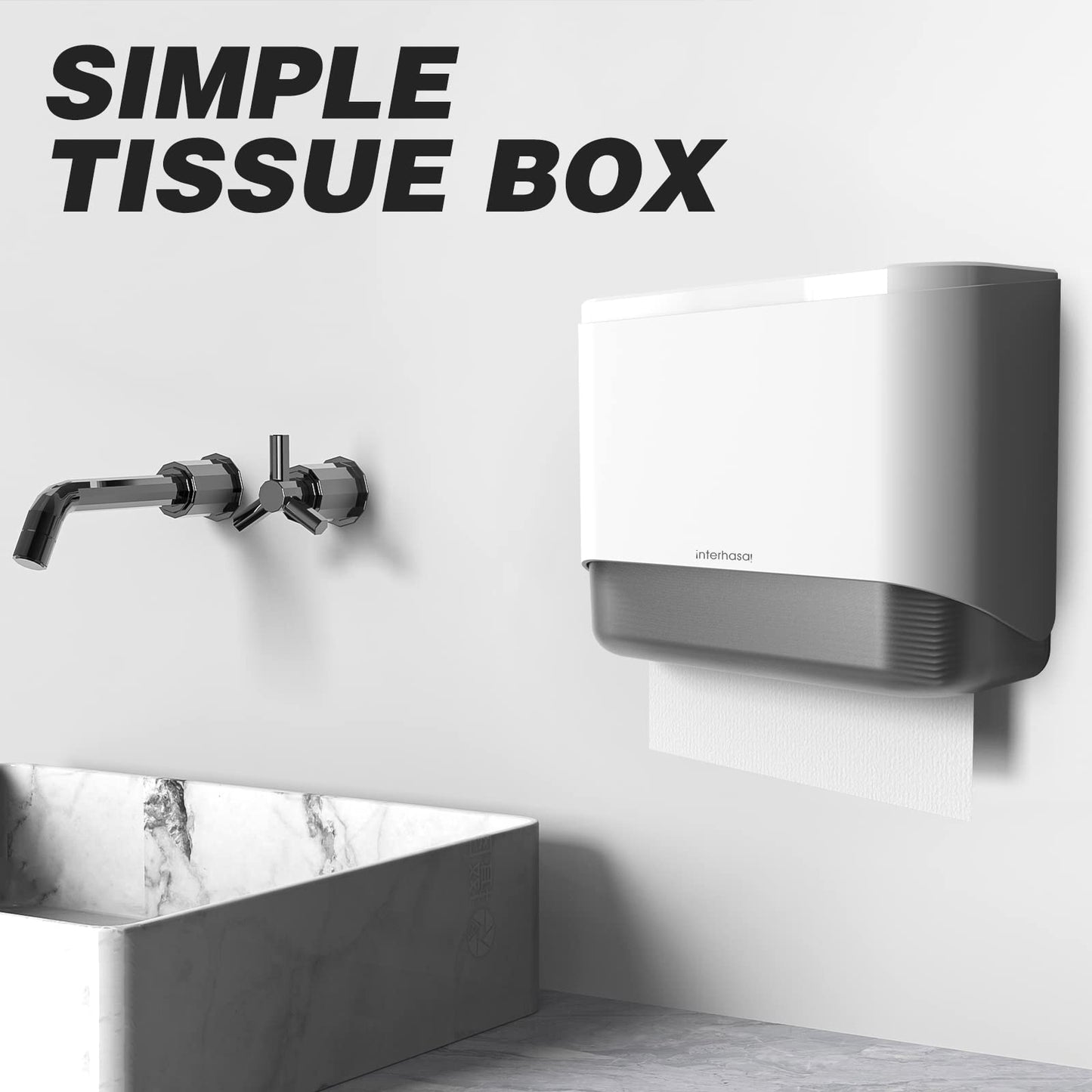 interhasa! Paper Towel Dispenser Wall Mounted, Adhesive Multifold Trifold c Fold Commercial Paper Towel Dispenser for Bathroom 10.8" L x 3.5" W x 8" H