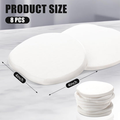 Diatomaceous Earth Coasters Set of 4，Cool Absorbent Quick-Dry Drink Coasters for Desks, Cute Modern Stone Design with Stylish White Aesthetic (White, 8)