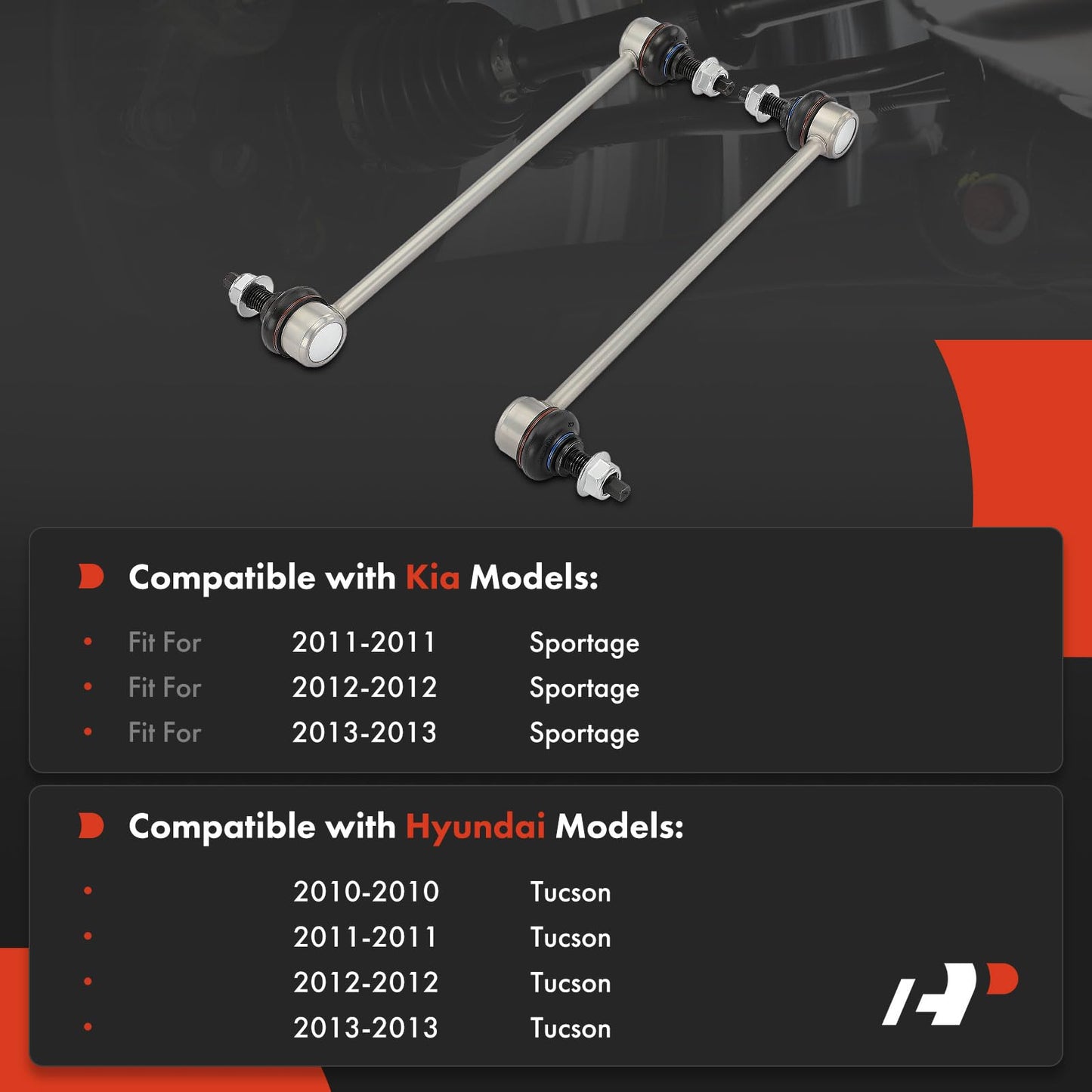 A-Premium 2 x Front Sway Bar Links Stabilizer Bar Links, Compatible with Kia Sportage 2011-2013, Hyundai Tucson 2010-2013