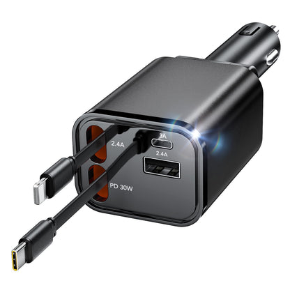 Retractable Car Charger Adapter for iPhone 17,4 in 1 Fast Charging Car Phone Charger,69W USB C Car Truck Accessories,Road Trip Essentials Gift for Men Women for iPhone 17 Pro Max 16 15 14 13 12,Galaxy