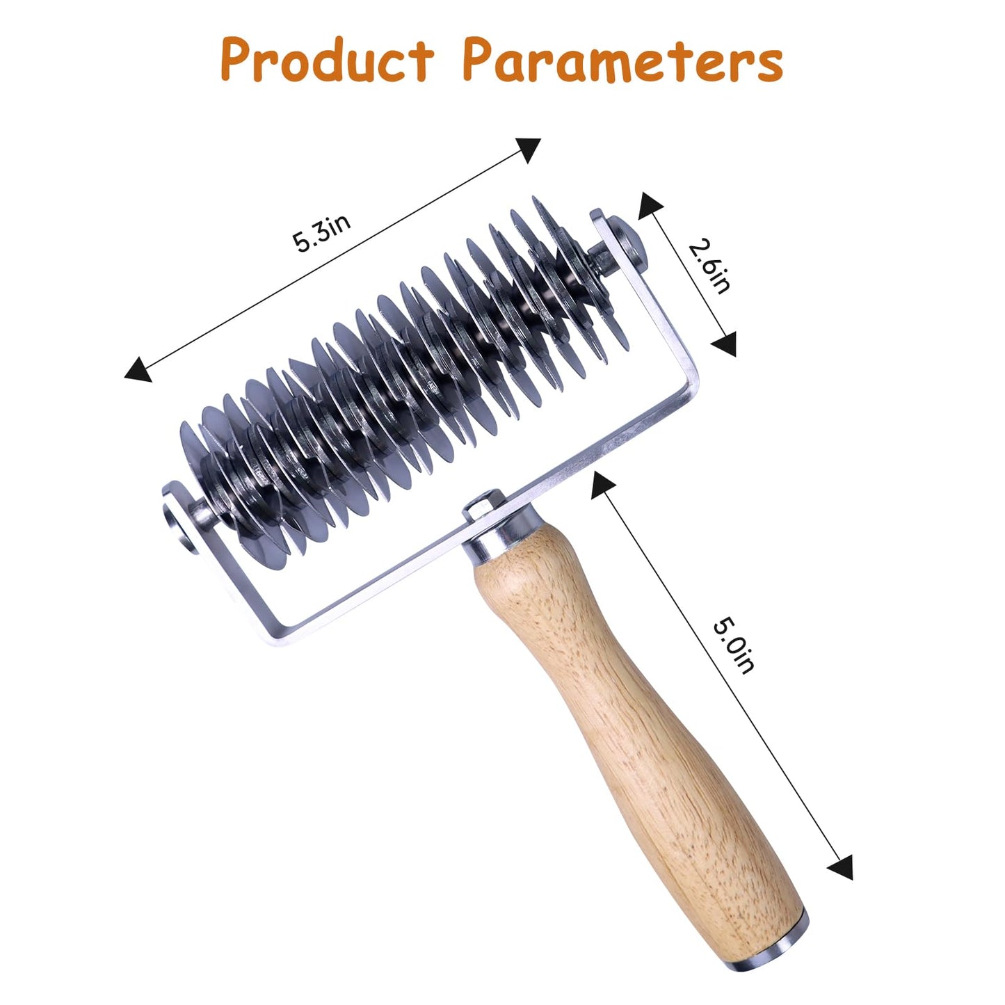 Stainless Steel Lattice Cutter With Wooden Handle - Dough Wheel Roller for Pie Crust, Beef Wellington, Bread, Pizza, and Puff Pastry