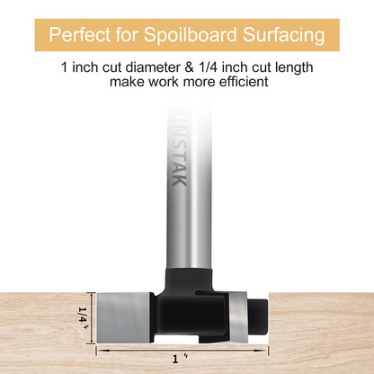 CNC Spoilboard Surfacing Router Bits, 1/4 inch Shank 1 inch Cutting Diameter, Slab Flattening Router Bit Wood Planing Planer Bit by BINSTAK (Carbide)