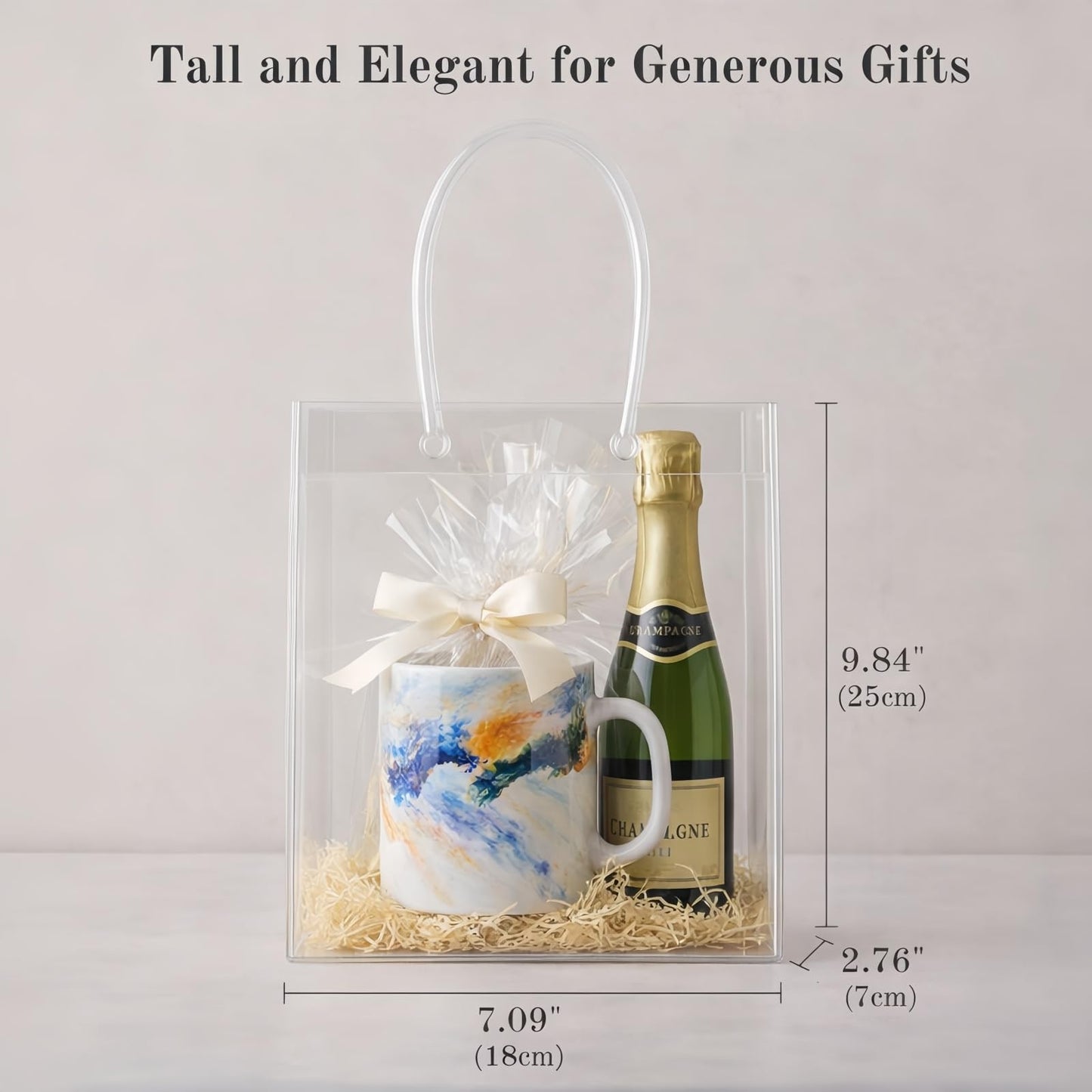 Clear Gift Bags 20 Pack | Loot Bags for Birthday | 10.2x7.1x2.8in Reusable Small Party Favor Bags Goodie Bags for Christmas, Weddings, Baby Showers, Bachelorette Celebrations, Birthdays, and Small Business