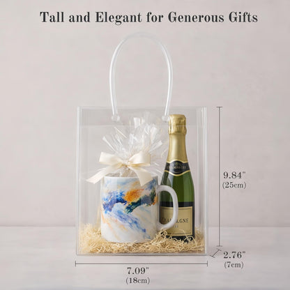 Clear Gift Bags 20 Pack | Loot Bags for Birthday | 10.2x7.1x2.8in Reusable Small Party Favor Bags Goodie Bags for Christmas, Weddings, Baby Showers, Bachelorette Celebrations, Birthdays, and Small Business
