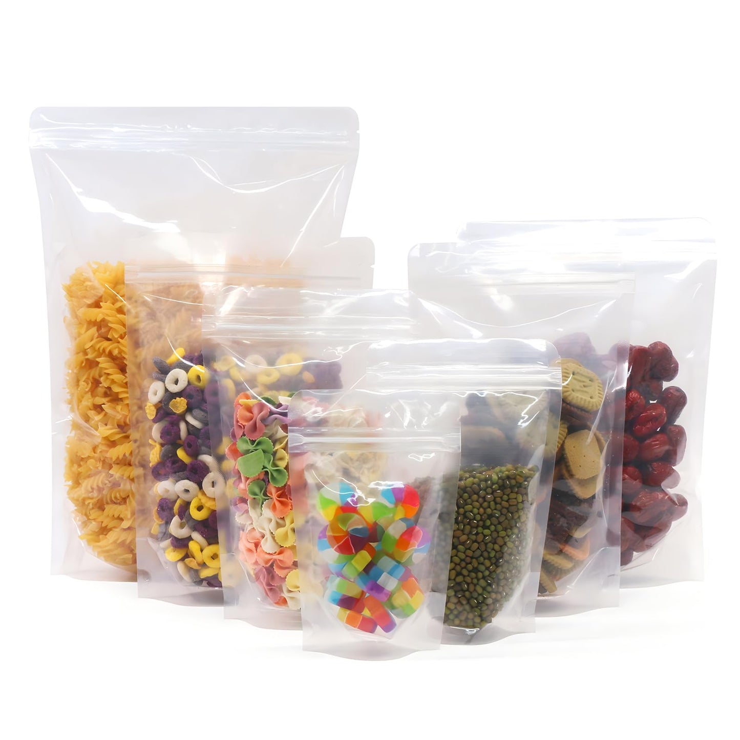 SumDirect Clear Resealable Stand Up Bags - 100 Pack 5.1x7.8 Inche/550ml Stand Up Pounch Zipper Drink Bags for Food