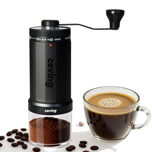 World's First 60g Large Capacity Manual Coffee Grinder, Portable Hand Coffee Bean Mill with 40 Adjustable Settings, Ceramic Conical Burr Grinder for Espresso, Pour Over, Camping, Travel, Gift, etc