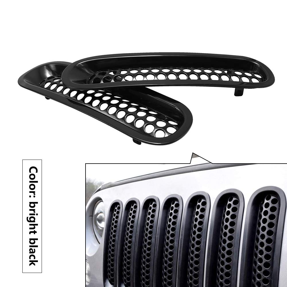 Anxingo Black Clip-in Front Grill Grille Mesh Inserts Replacement for Jeep JK Wrangler & Wrangler Unlimited 2007-2015 (7 Pack)