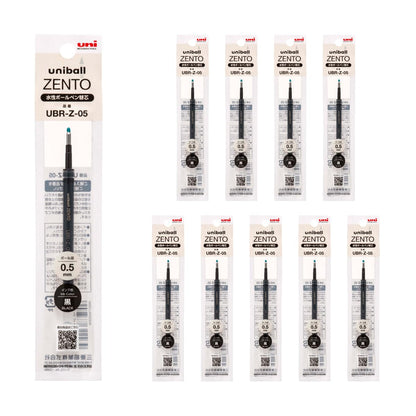 uniball ZENTO Water-Based Ink Refill UBR-Z-05, 0.5mm Fine Point, Black, Compatible with uniball ZENTO Pens, UBRZ05.24, Pack of 10
