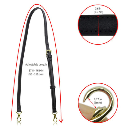 Allzedream Leather Purse Strap Replacement Crossbody Handbag Long Adjustable, Black, Medium
