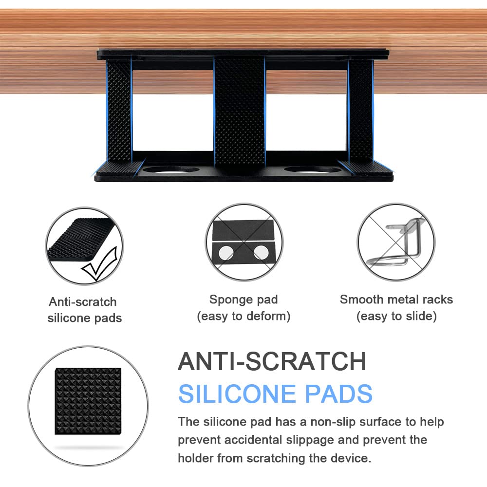 Under Desk Laptop Mount, IFCASE Hard Aluminum Under Desk Shelf Holder for Laptop, Mac mini, MacBook, Keyboard with Anti-Scratch Silicone (Black)