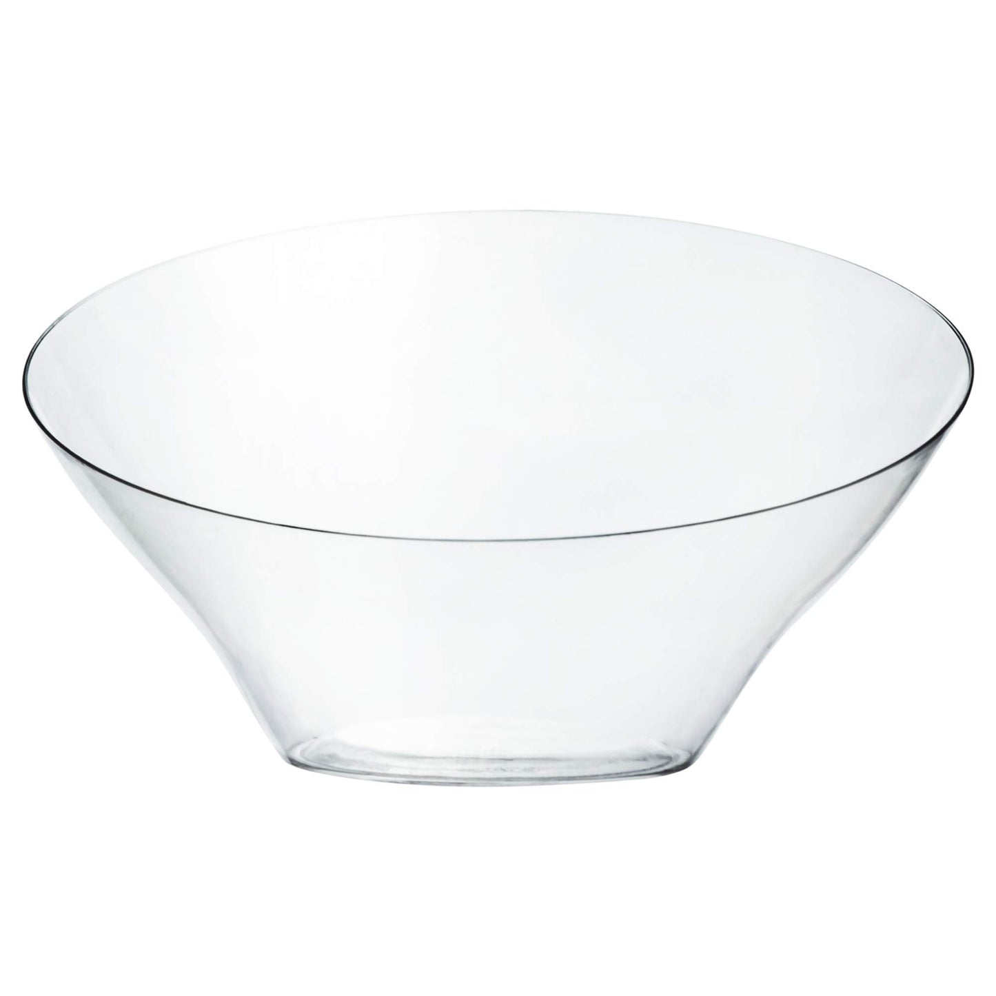 PLASTICPRO Disposable Angled Plastic Bowls Round Large Serving Bowl, Elegant for Party's, Snack, or Salad Bowl, Clear Pack of 4