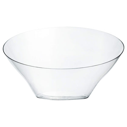 PLASTICPRO Disposable Angled Plastic Bowls Round Large Serving Bowl, Elegant for Party's, Snack, or Salad Bowl, Clear Pack of 4