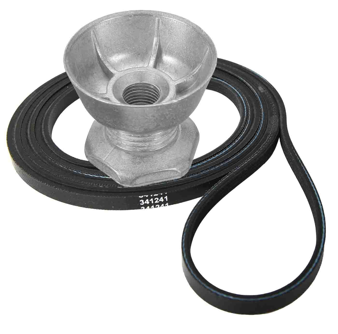 Seentech 341241 Dryer Belt & 8066184 Motor Pulley - Compatible for Whirlpool, Kenmore Dryers – Replace part number: PS11744884, W10290525, WP8066184VP, AP6011686, 8578565, W10299847, 3389627, 694871