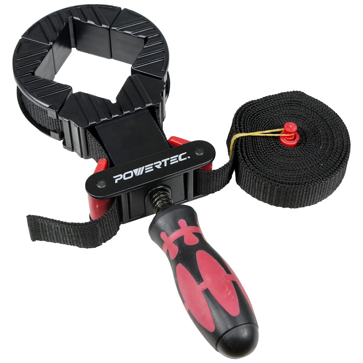 POWERTEC Strap Clamps for Woodworking – Quick Release Band Clamps with Ergonomic Handle, Adjustable Picture Frame Clamp, 13 ft Strap Belt Clamps for Cabinets and Drawers (71101)