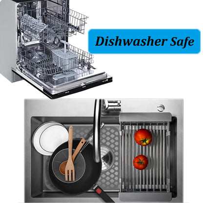 Wonninek Silicone Kitchen Sink Mat, 2 PCS Kitchen Sink Protector Grid Accessory with Rear Drain, Non-Slip Heat Resistant Sink Mats for Bottom of Farmhouse Stainless Steel Sink (Grey 13.6''x11.6'')