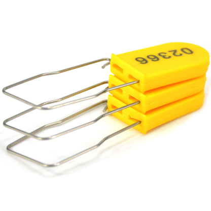 100 PCS Plastic Wire Padlocks, Numbered Plastic Padlocks Security Seals Electric Meter Seal Disposable Anti-Tamper Locks, Yellow
