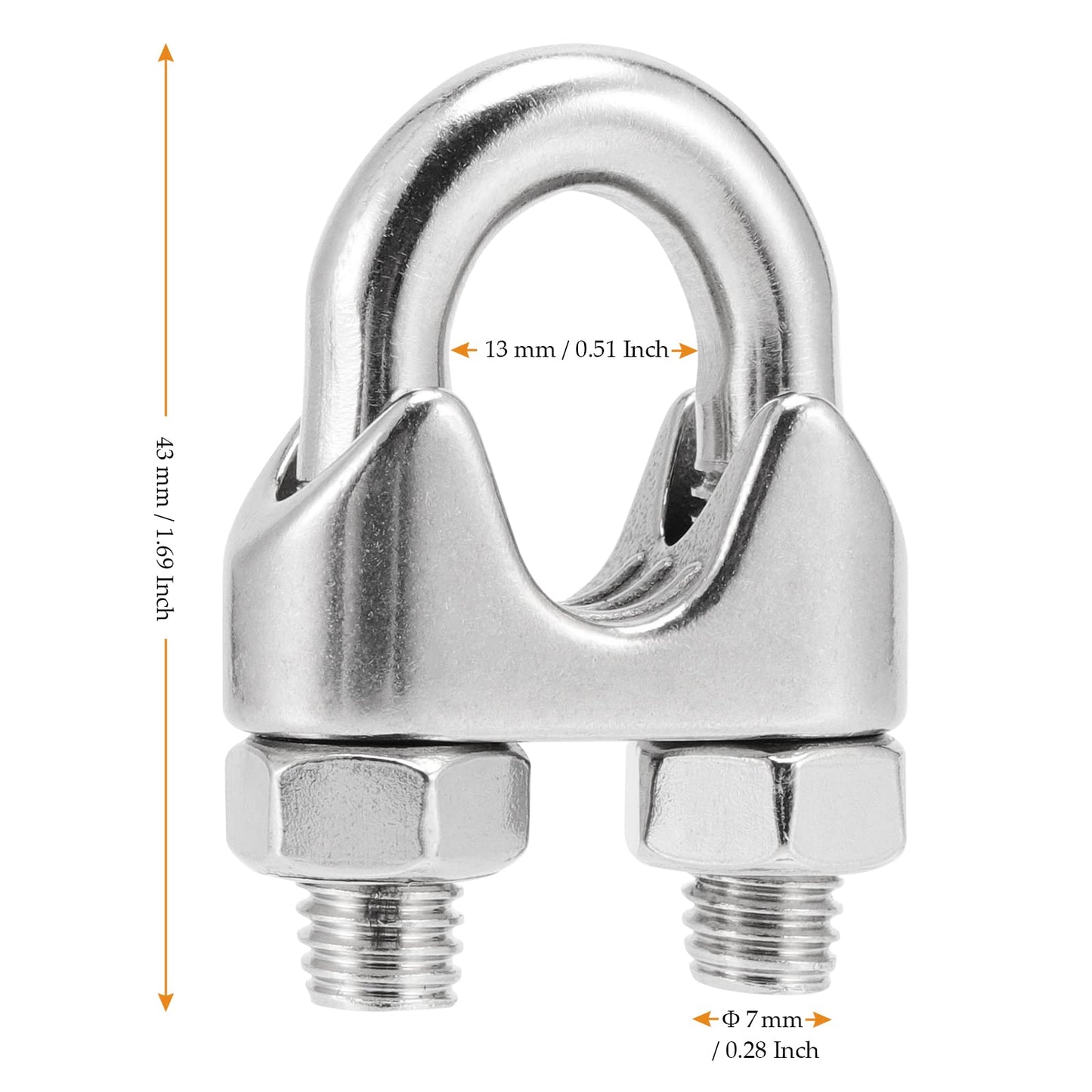 MUKCHAP 15 Pcs M10 3/8 Inch Wire Rope Cable Clip Clamp, Stainless Steel Wire Rope Clip, Metal U Bolt Saddle Fastener, Rigging Hardware, Silver