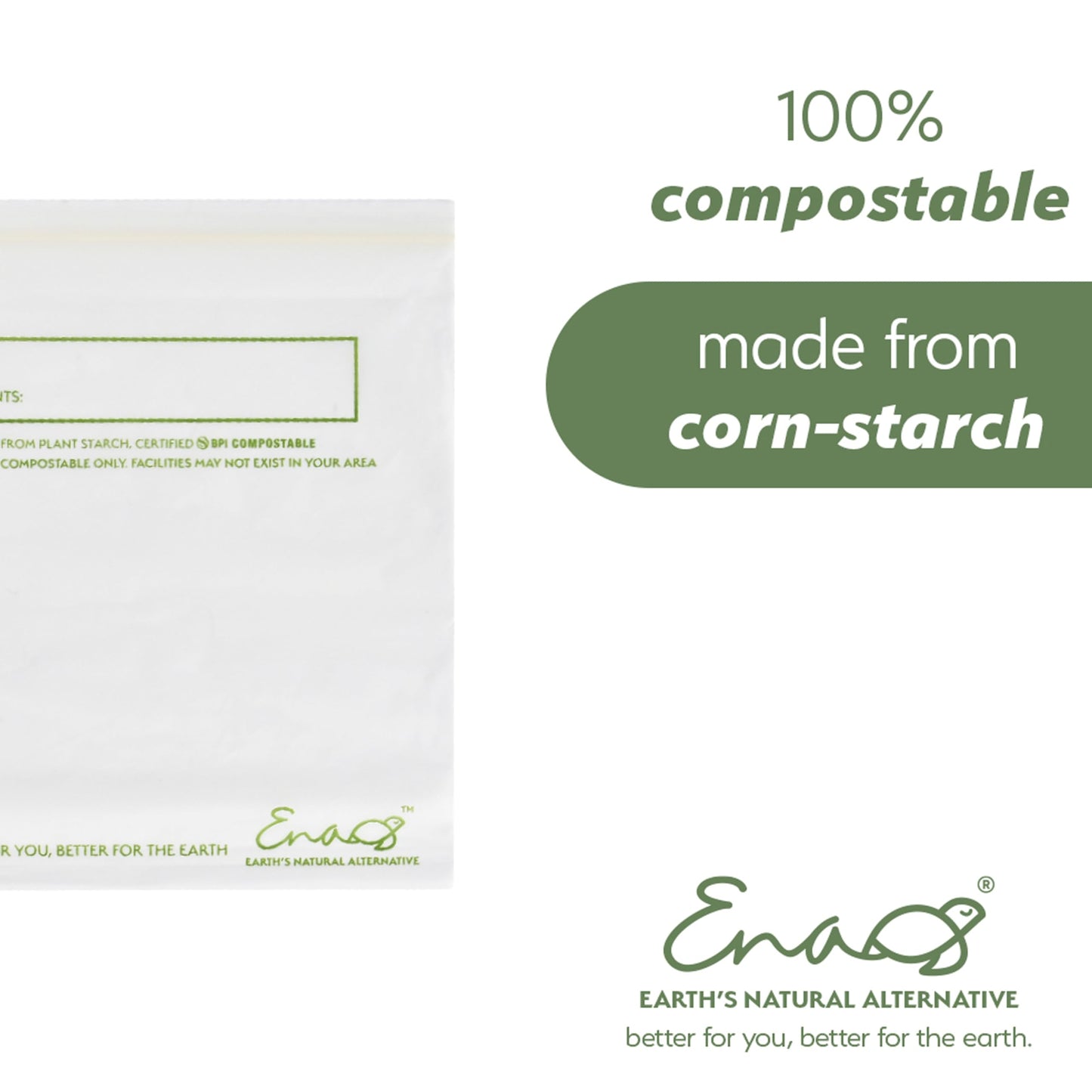 100% Compostable Food Storage Bags [Gallon 50 Pack] Eco-Friendly Freezer Bags, Resealable Bags, Heavy-Duty, Reusable, Off-White by Earth's Natural Alternative