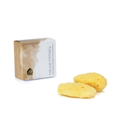 IntimateCare Sea Sponges. 2X 6.5-8cm Mediterranean Sponges in Plastic Free Packaging. Absolute Quality