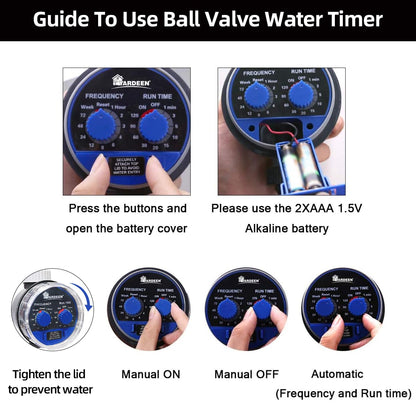 Yardeen Water Timer for Hose,Programmable Outdoor Faucet Sprinkler Timer Single Outlet Ball Valve Allow Work Zero Pressure Lawn Watering System