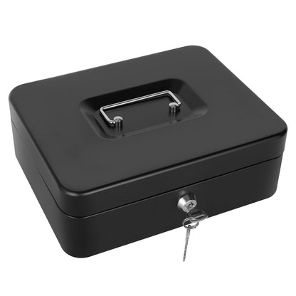 Cash Box with Lock and Money Tray Metal Money Box for Cash Lock Box for Money