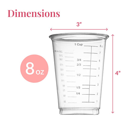 Prestee 50 Disposable Measuring Cups, 8 oz - Epoxy Resin Mixing Cups, Plastic & Paint - Liquid & Dry Measuring for Baking Supplies & Tools