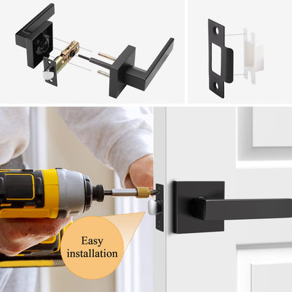 Probrico Interior Black Door Handles, Heavy Duty Passage Lever Door Handle for Closet Hallway Indoor Handles