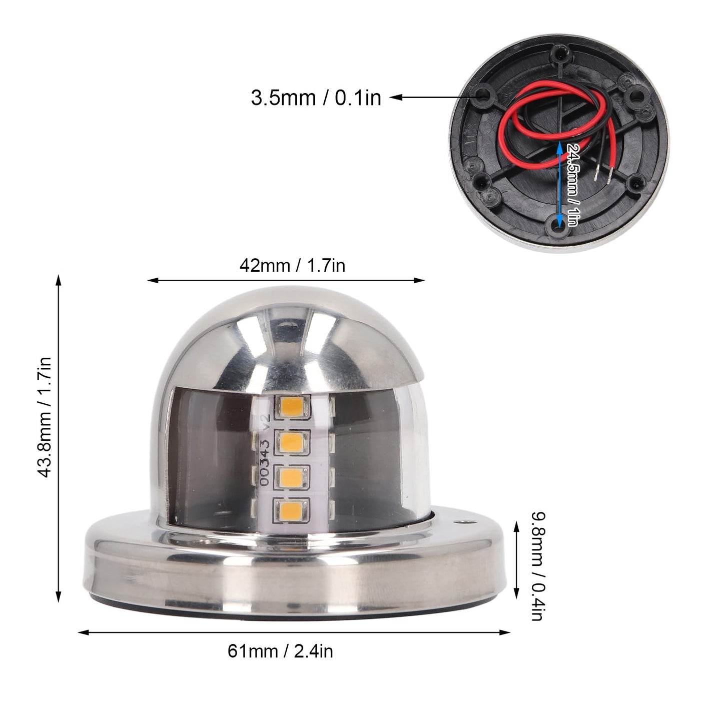 135° White LED Navigation Stern Light Marine Stern Light 12V DC Boat Anchor Lights IP66 Waterproof 2nm Visibility Yacht Navigation Anchor Lights for Marine Yachts Pontoon