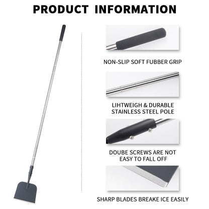 BARAYSTUS Flat Shovel with Adjustable Handle, 59 in Floor Scraper, Ice Scraper, Garden Cleaning Tool, Ice Chopper, Snow Shovel, Multifunctional Weed Remover for Walkway Driveway