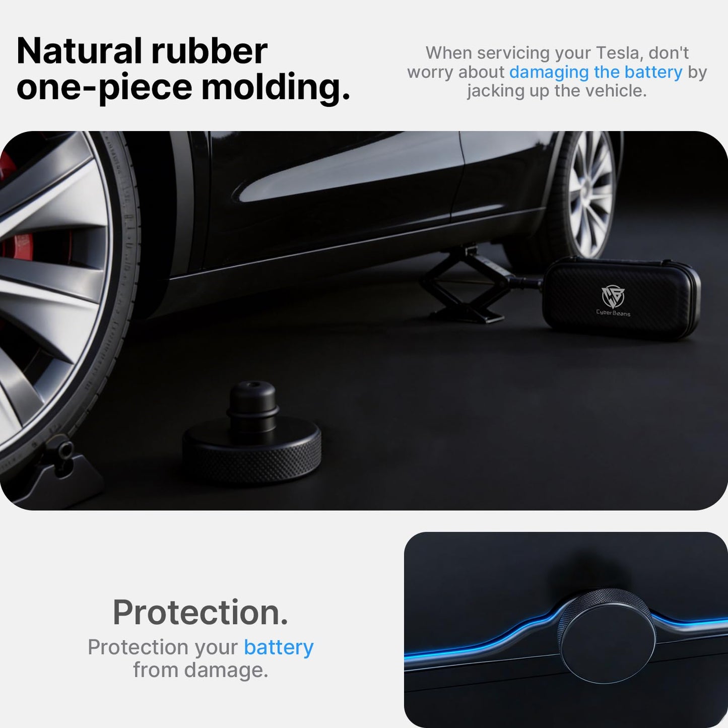CYBERBEANS 4Pcs for Tesla Model S/3/X/Y Lifting Jack Pads Lift Stand Rubber Pad Set, 2016-2025 2026 Highland Juniper Accessories Lifting Pucks Kit with Storage Case