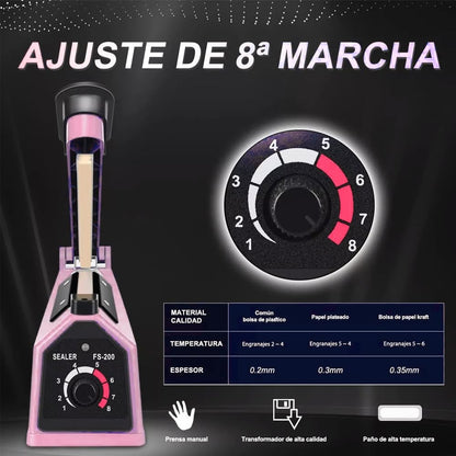 Compact 8-inch Manual Impulse Sealer for Plastic Bags, Quick-Seal Impulse Bag Sealing Machine for PE & PP Plastic with Replacement Kit