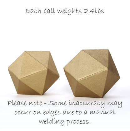 Ambipolar Geometric Shelf Décor Ball Shape Iron Cast Decorative Bookend for Lightweight Books Or Organizer, 2 Pack (Gold)