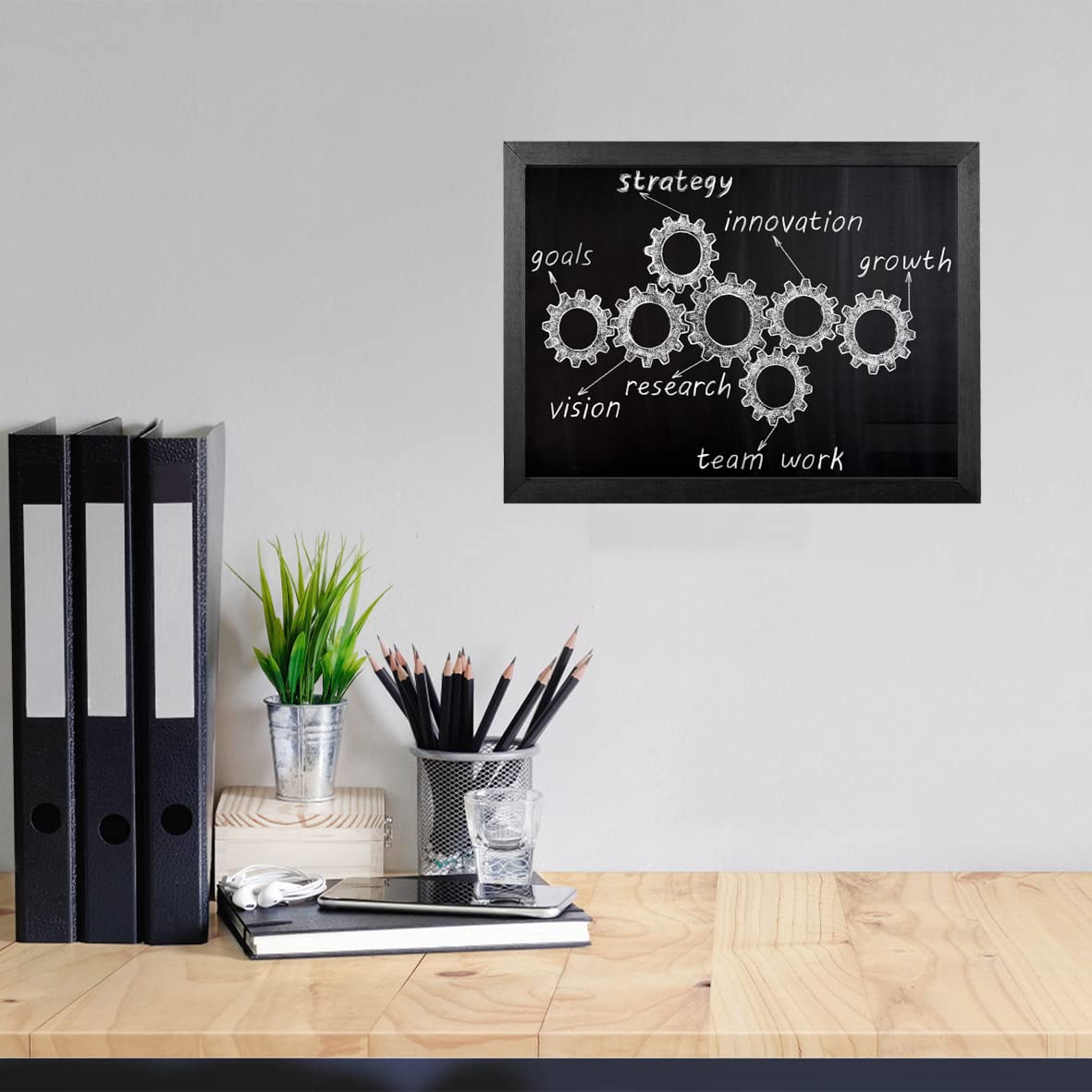 Umtiti Chalkboard, 30 * 40 cm, Black Solid Wood Frame，Magnetic Surface Chalkboard for Kitchen Home, Office, Restaurantand and Wall Decor，BK-3040-CA