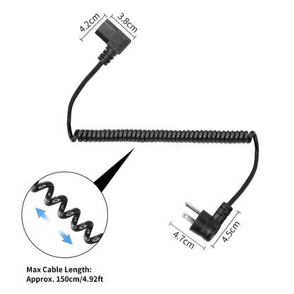 3 Prong Coiled Spiral Power Cord YACSEJAO 18AWG Coiled Spiral NEMA 5-15P Up Angle to C13 AC Power Cable for Computer Plasma TV Printer Monitor (5-15P Up Angle to C13 Left Angle)