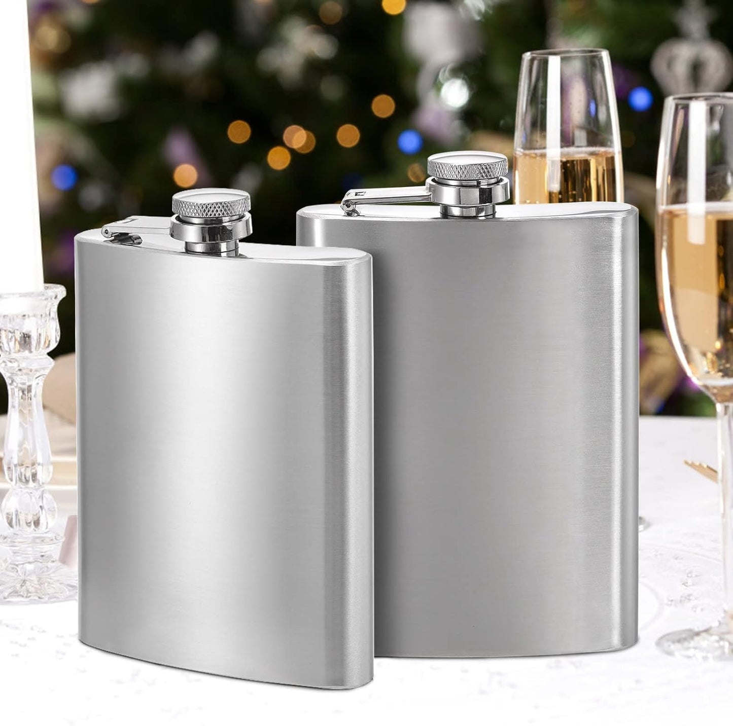 Tebery 8 oz Stainless Steel Hip Flask & Funnel Set, Set of 6