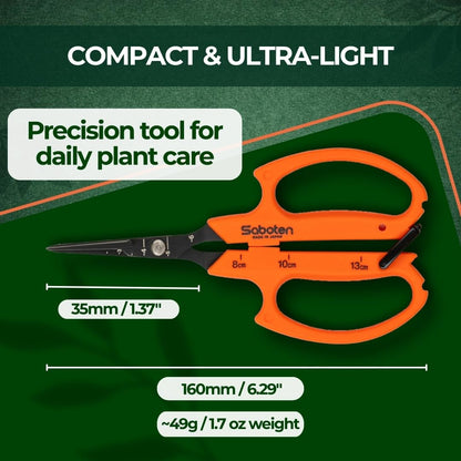 Saboten 6.3" Automatic Japanese Harvesting Shears - Fine-Tipped Curved Blade, Magnetic Springless Action, Stainless Steel with Fluorine Coating, Ergonomic Grip - forest Originals, Made in Japan