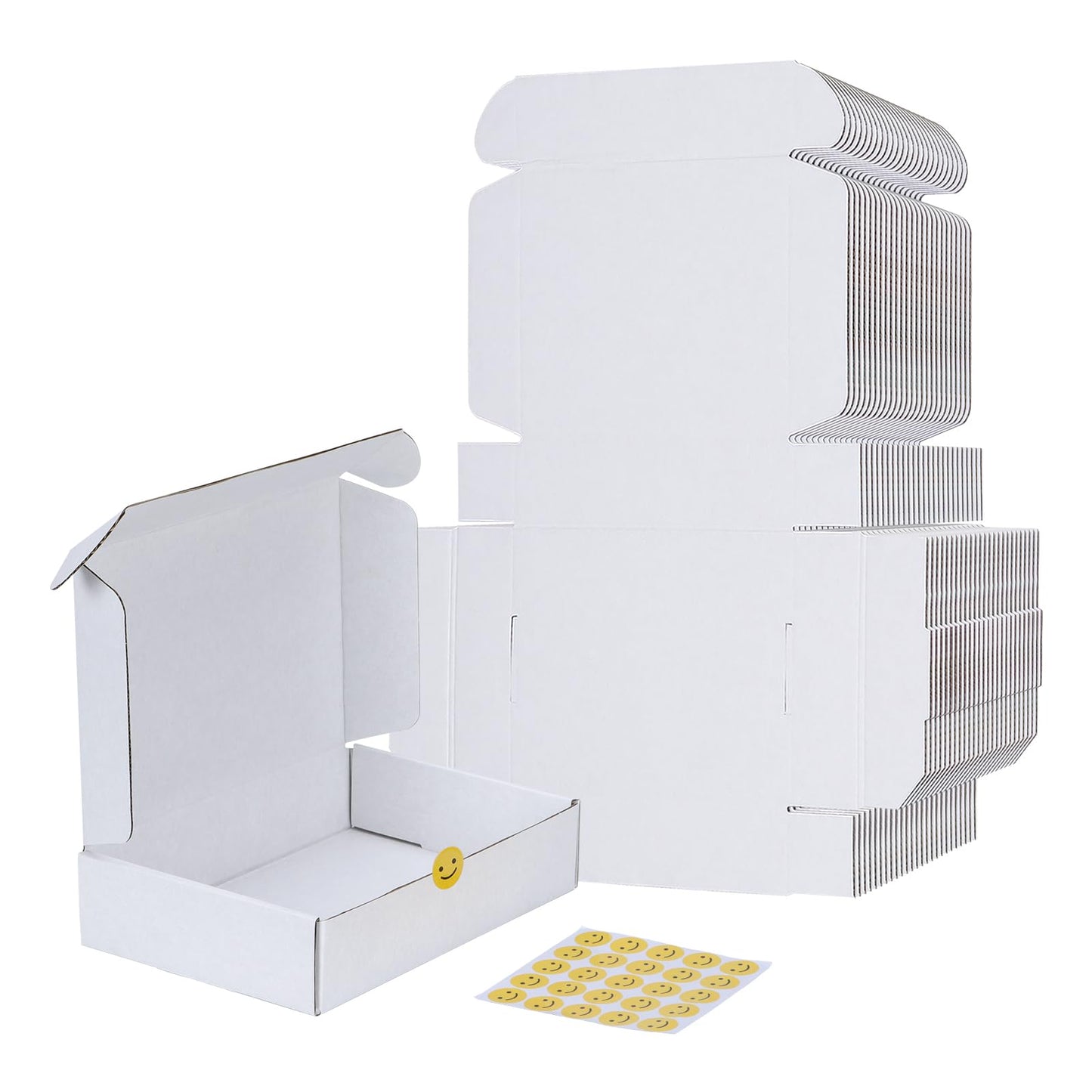 RLAVBL 9x6x2 Shipping Boxes Set of 25, All White Corrugated Cardboard Box for Packing, Mailing
