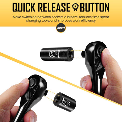 1/2-Inch Drive Ratchet Wrench, 72-Tooth Quick-Release Reversible Ratchet Wrench, Titanium Alloy Coating, High-Precision Durable Design