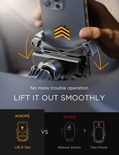 AINOPE Car Phone Holder Mount Vent 2025 Gravity Air Vent Phone Holders for Your Car for iPhone 16 Pro Max with Vent Clip Hand Free Cell Phone Car Mount Holder for iPhone 15 Plus Samsung Silver