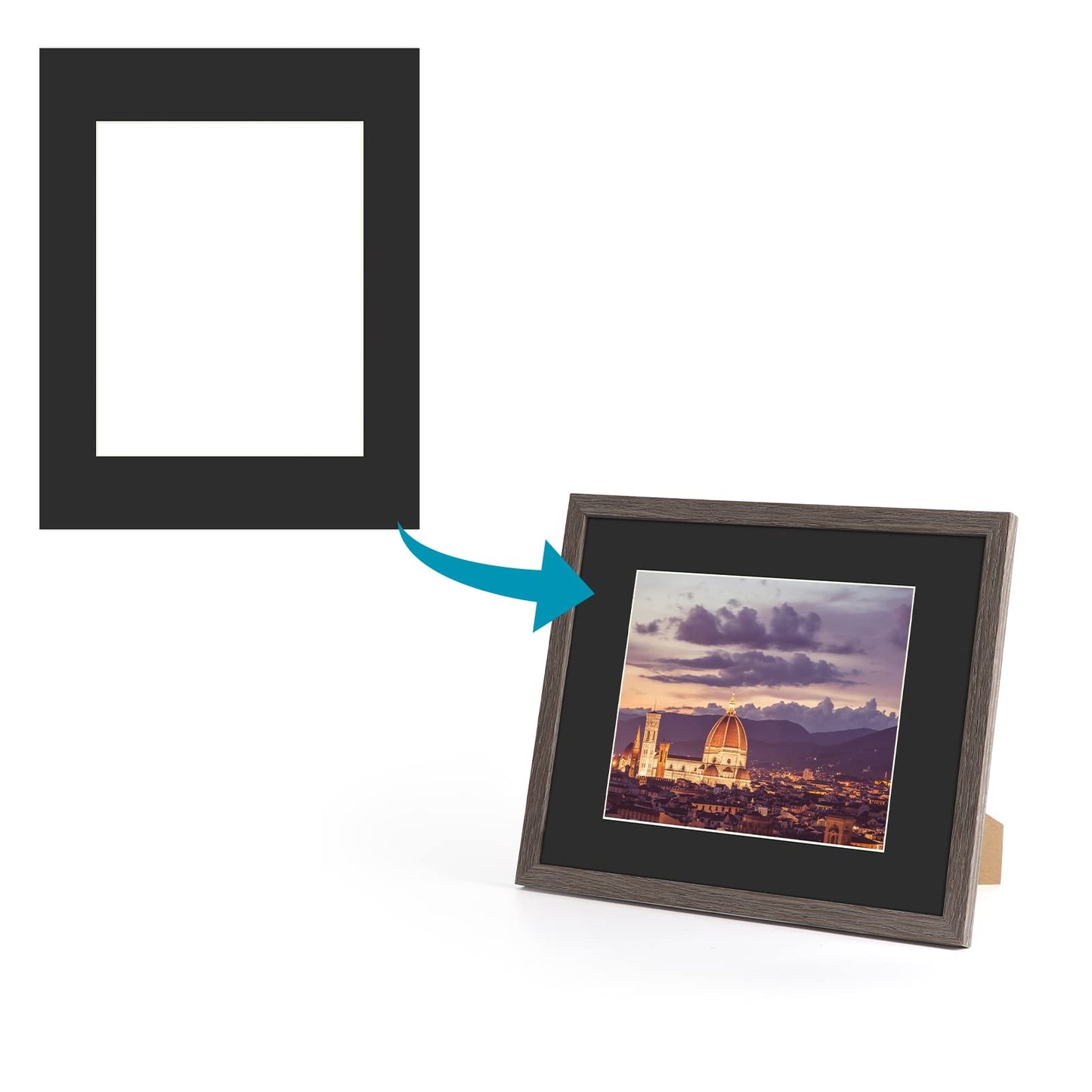 ZBEIVAN 11x14 Black Picture Mats with white Core Bevel Cut Frame Mattes for 8x10 Pictures - Pack of 12