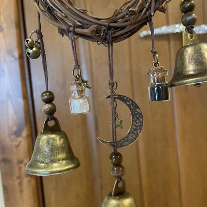 yuandan Handmade Witch, Wreath Witch Bells Door Hangers Hanging Witch Bells Handle Pendant Rattan for Home Door Decorationfor