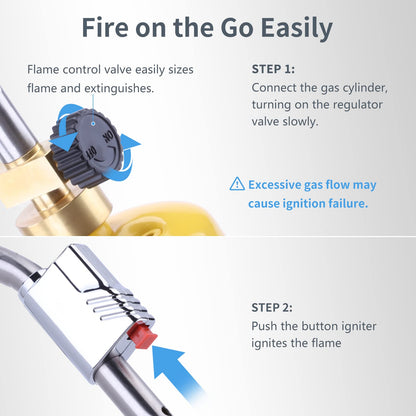 TAUSOM Propane Torch Head Metal Trigger Start Ignition, Propane Torch Adjustable Heat, Torch Head Fuel by MAPP MAP/PRO Propane Gas for Soldering Brazing Jewelry Cooking and Grill