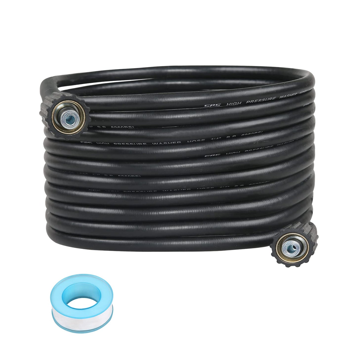 CHAVOR Pressure Washer Hose 25 FT X 1/4 Inch, Replacement Power Washer Hose for Most Brands, M22 14mm or M22 15mm Brass Thread, 3000 PSI