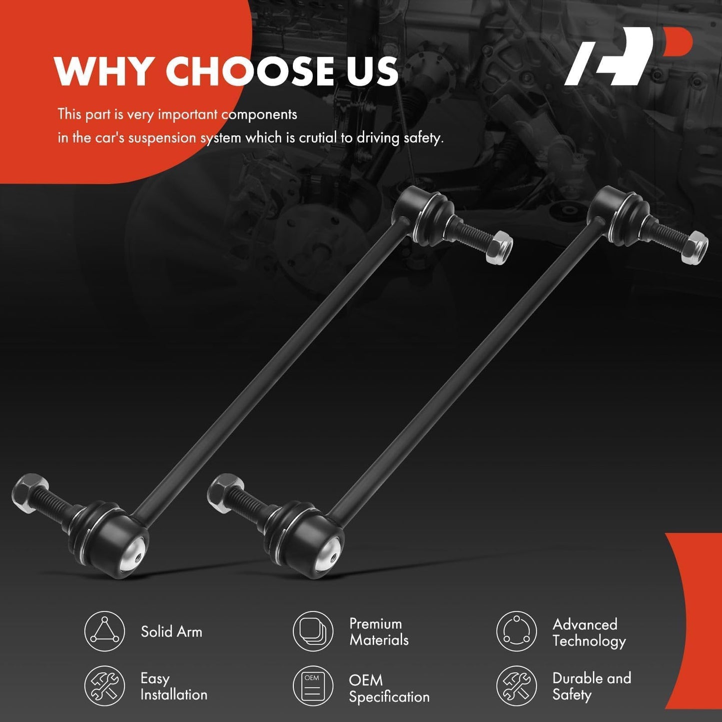 A-Premium 2Pcs Front Sway Bar Links Stabilizer Bar Links, Compatible with Chevy Malibu 04-12, Cobalt 05-10, HHR 06-11, Pontiac G5 07-10, G6 05-10, Pursuit 05-06, Saturn Aura 07-09, Ion 03-07