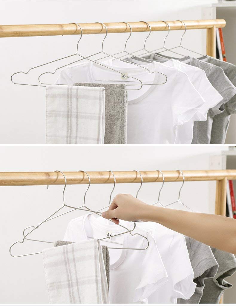 Qualsen Clothes Hangers 20 Pack Stainless Steel Strong Metal Wire Hangers Suit Hangers for Home Hotel and Clothes Store 16.5 Inch/42 cm