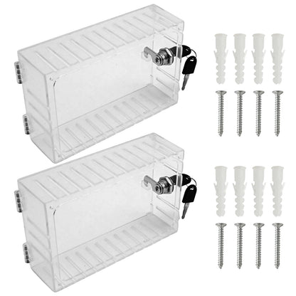 Saihisday 2 Pcs Thermostat Lock Box with Keys, Wall Mounted Acrylic Thermostat Guard Box Large Thermostat Cover with Lock Fit for 6.1"W×3.85"H All Type Wall Thermostats or Smaller