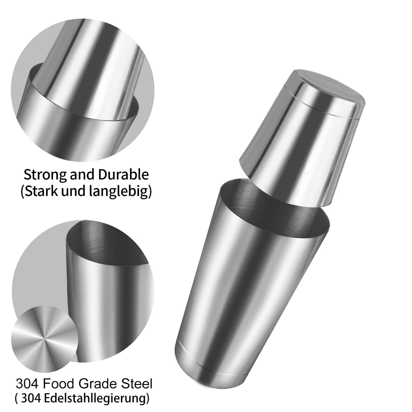 Boston Cocktail Shaker Set|8pcs Cocktail Making Set Stainless Steel Shakers|Bartender Kit Bar Tool Set with Strainer, Pourers, Muddler, Double Jigge (Boston Cocktail Shaker)