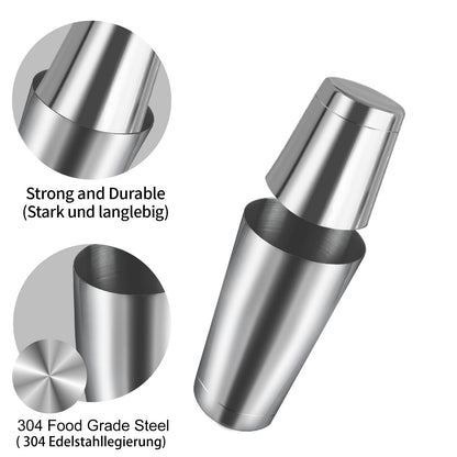Boston Cocktail Shaker Set|8pcs Cocktail Making Set Stainless Steel Shakers|Bartender Kit Bar Tool Set with Strainer, Pourers, Muddler, Double Jigge (Boston Cocktail Shaker)